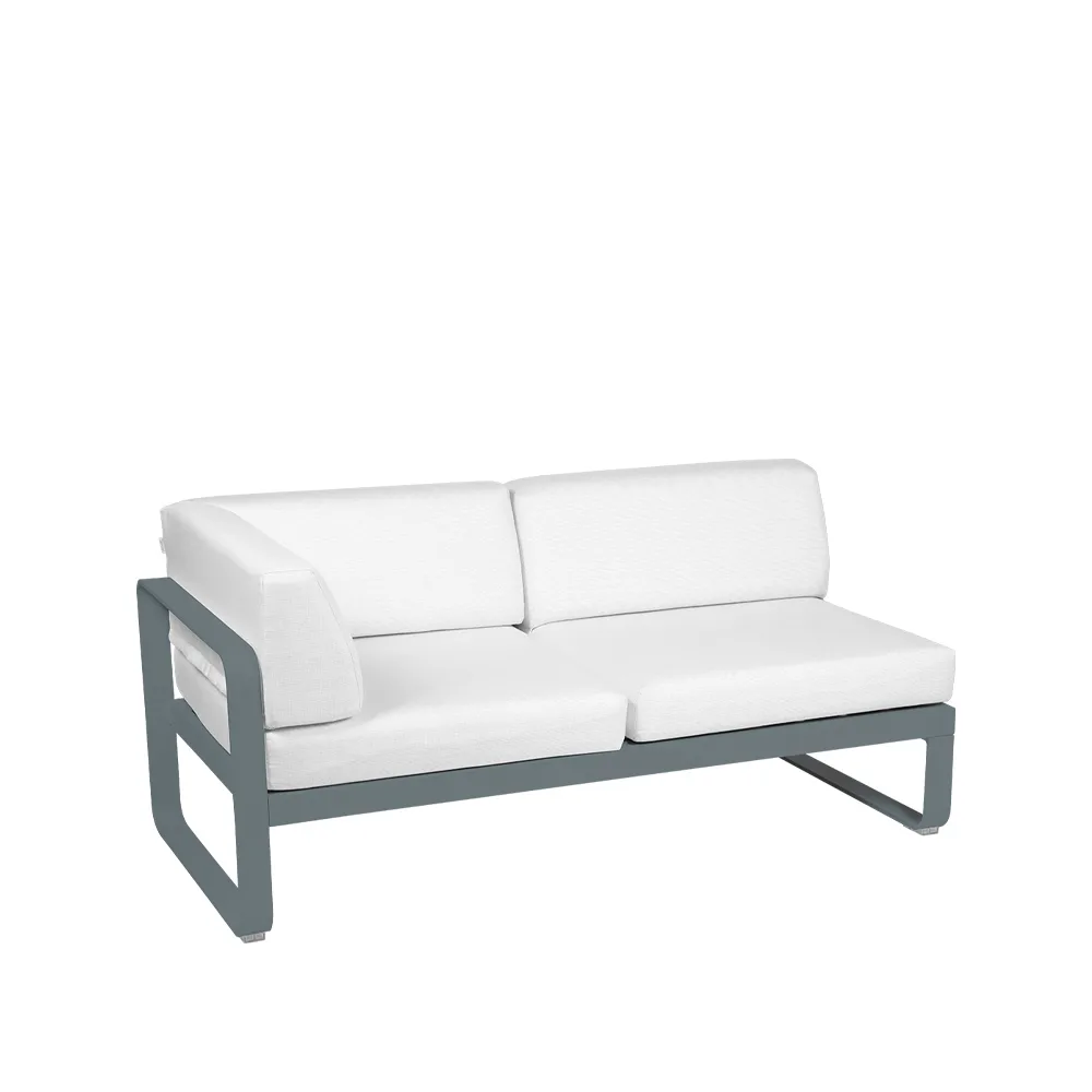 Bellevie Corner modulsofa, 2-seters storm grey, off-white pute, venstre Fermob