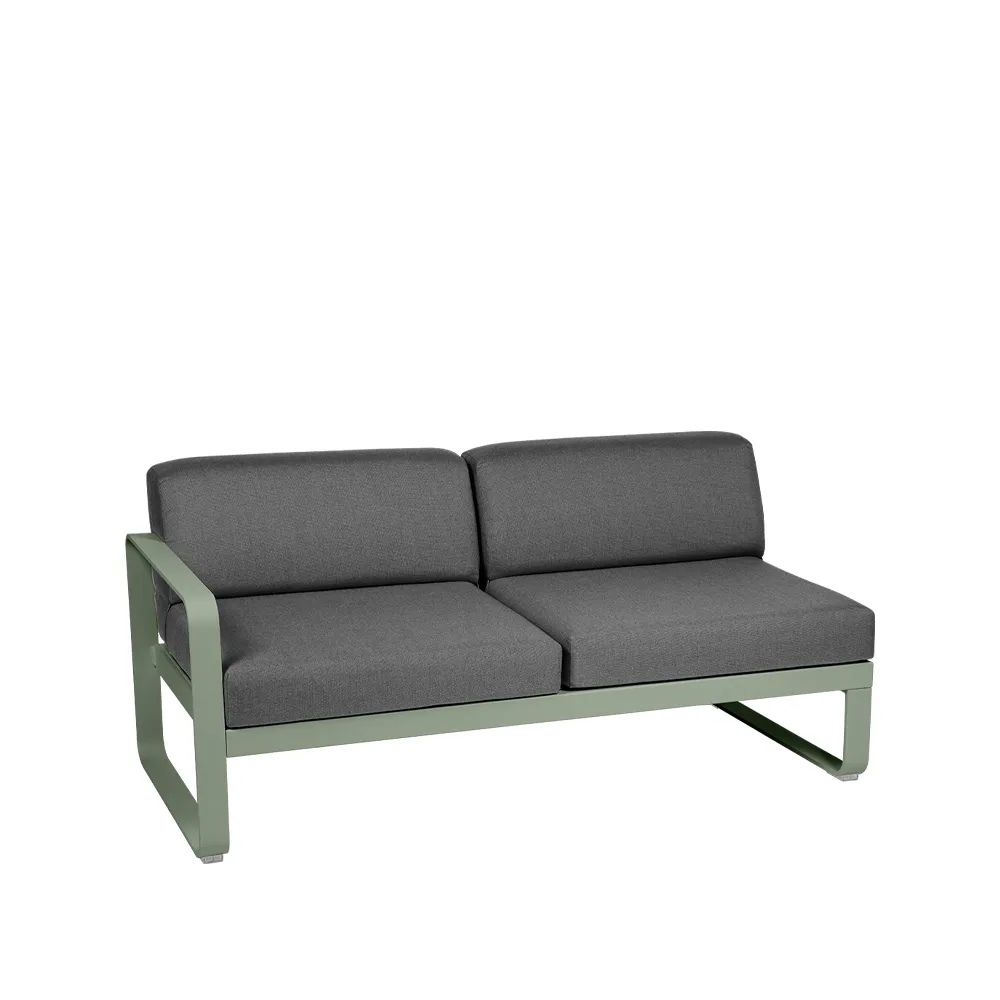 Bellevie Left modulsofa, 2-seters Cactus (grønn), graphite grey pute Fermob
