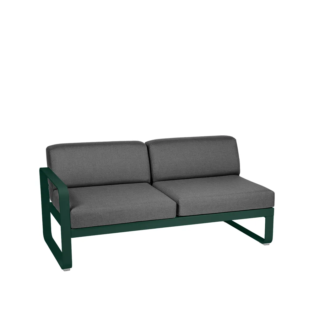 Bellevie Left modulsofa, 2-seters Cedar green (grønn), graphite grey pute Fermob