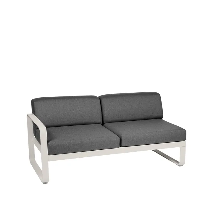 Bellevie Left modulsofa - 2-seters Clay grey (grå), graphite grey pute - Fermob