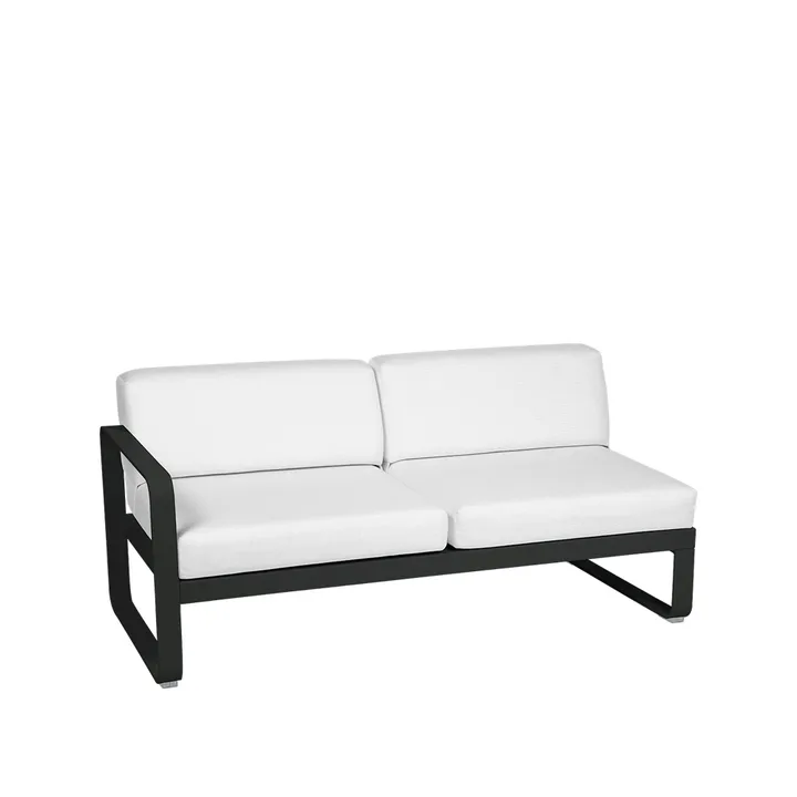 Bellevie Left modulsofa - 2-seters Liquorice (svart), off-white pute - Fermob