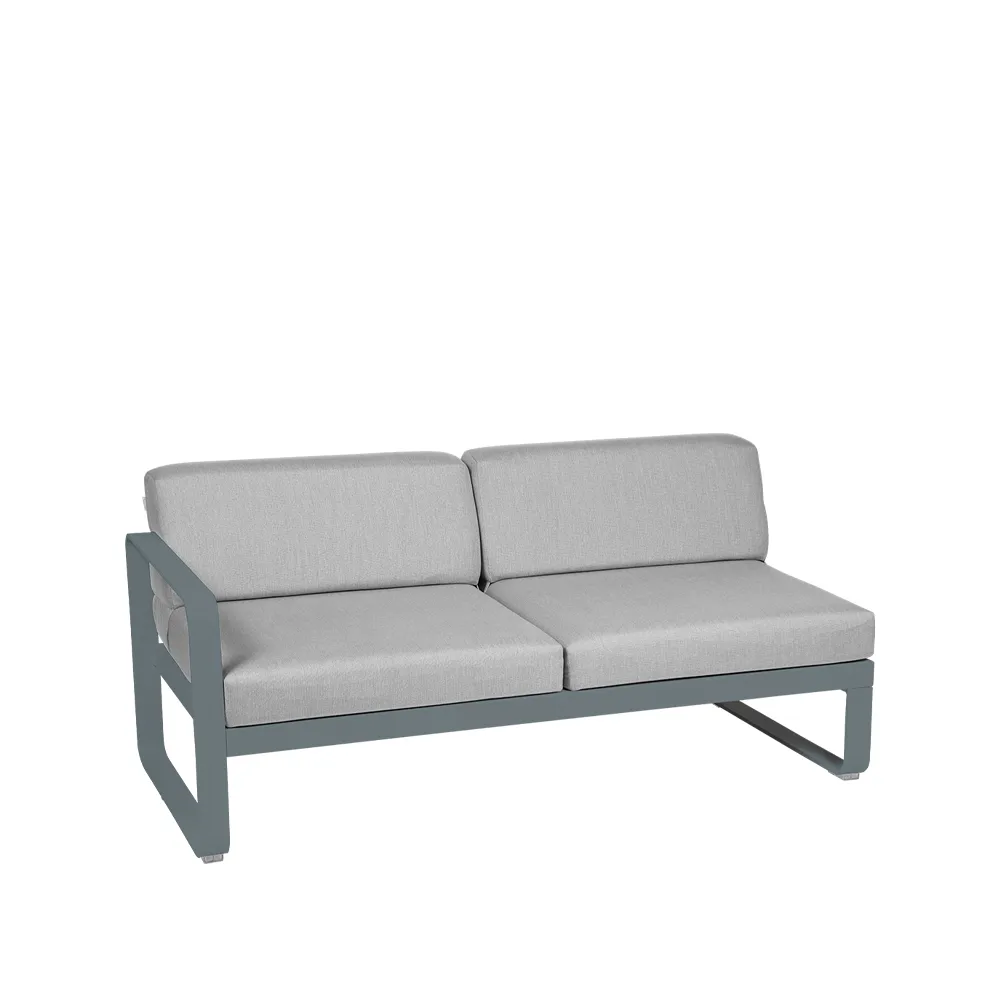 Bellevie Left modulsofa, 2-seters storm grey, flannel grey pute Fermob