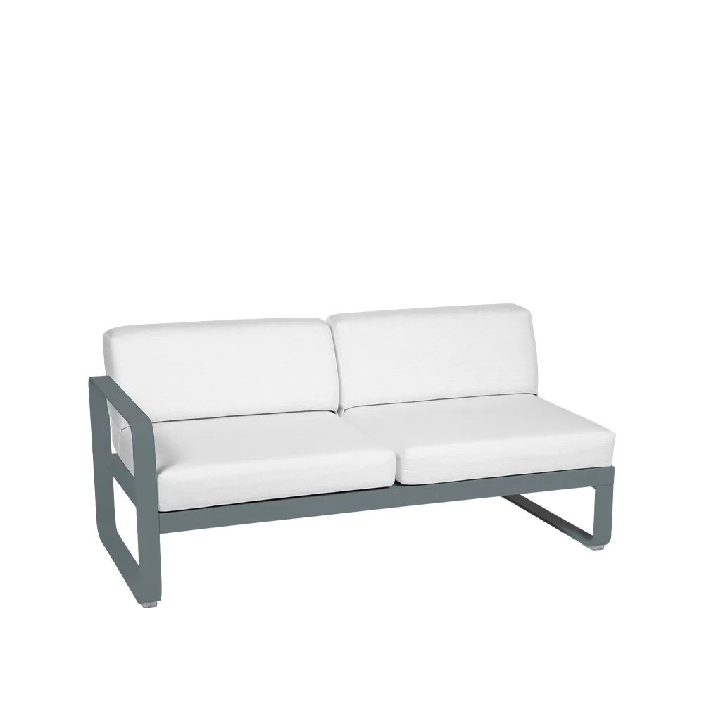 Bellevie Left modulsofa, 2-seters Storm grey (grå), off-white pute Fermob