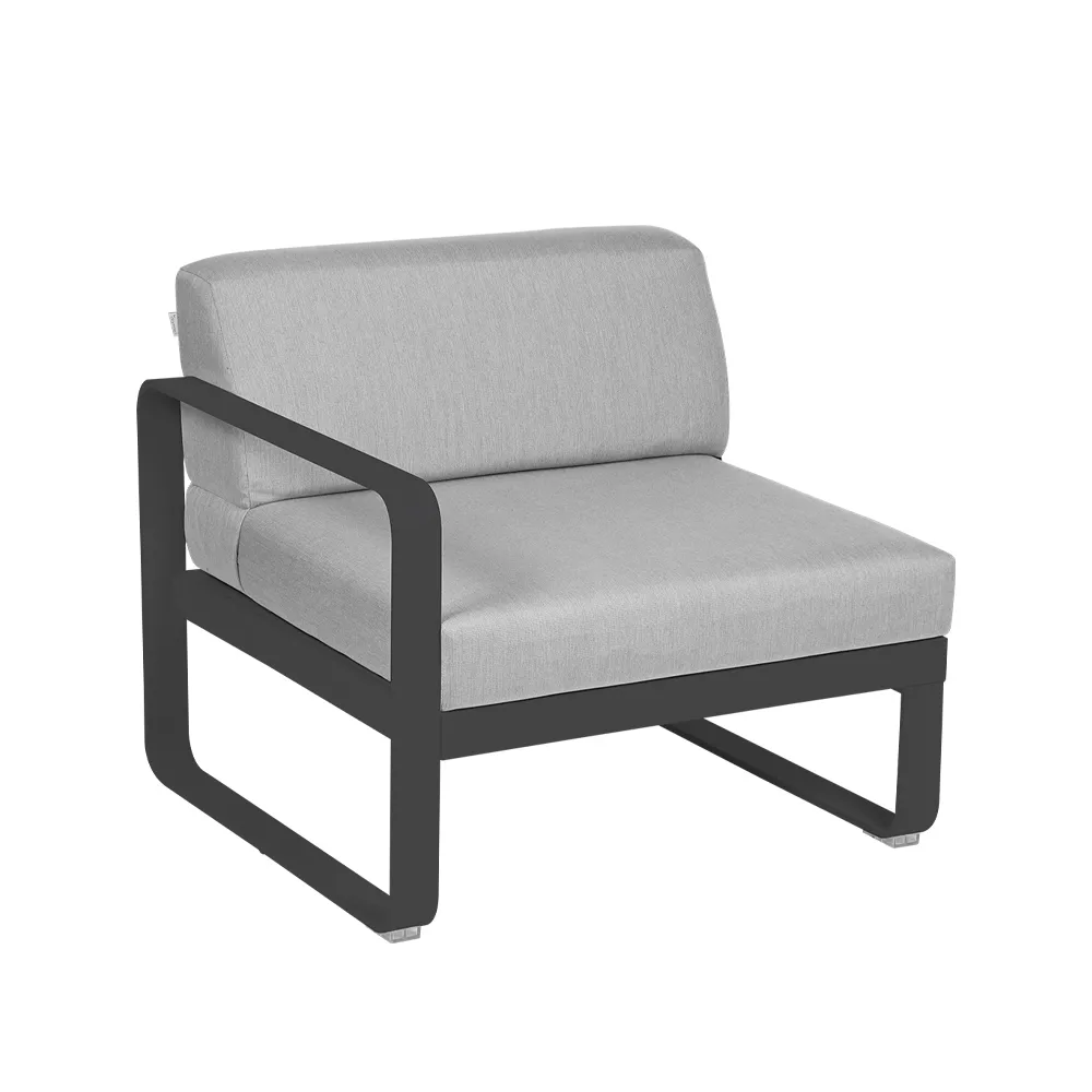 Bellevie Left modulsofa, Anthracite (grå), flannel grey pute, 1-seter Fermob