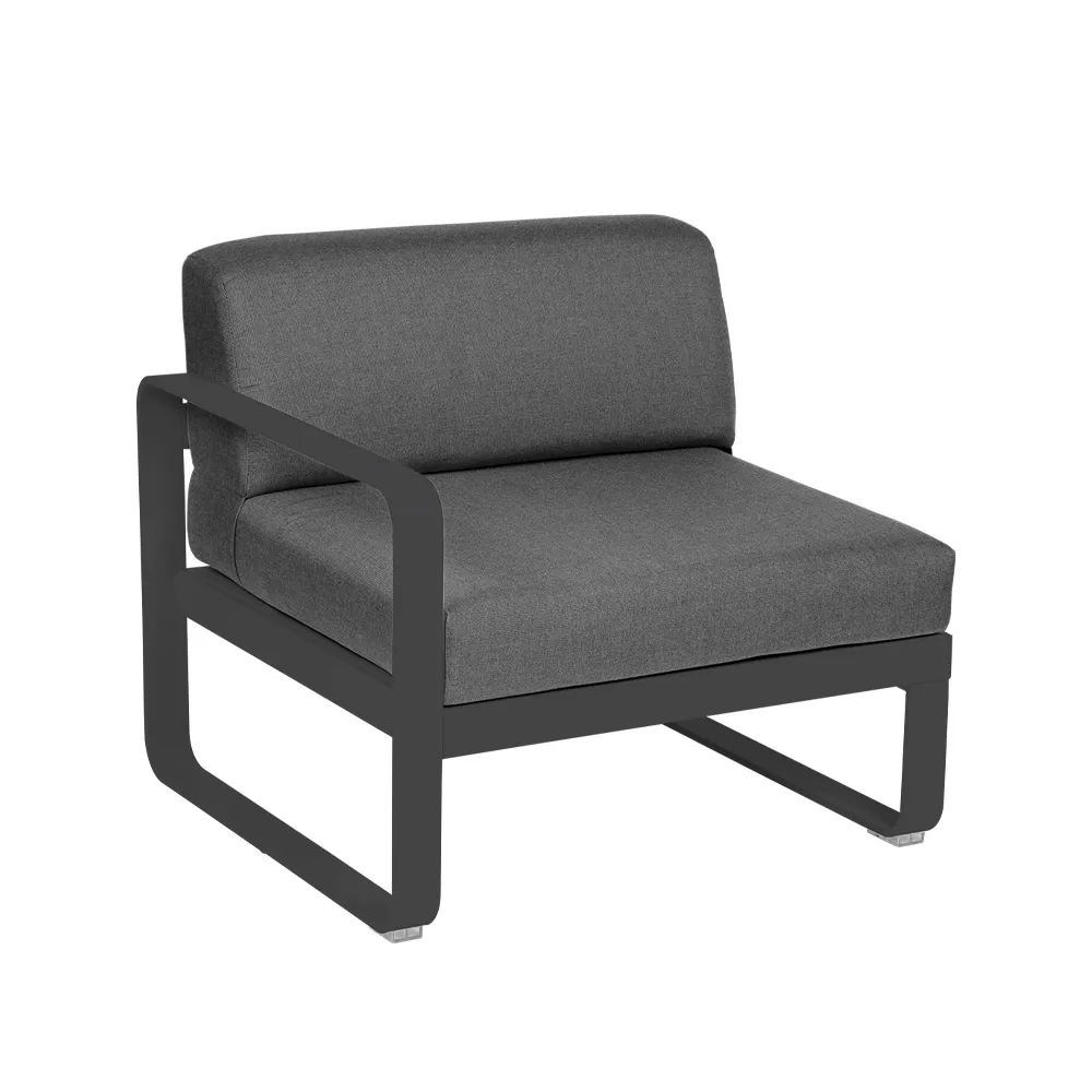 Bellevie Left modulsofa, Anthracite (grå), graphite grey pute, 1-seter Fermob