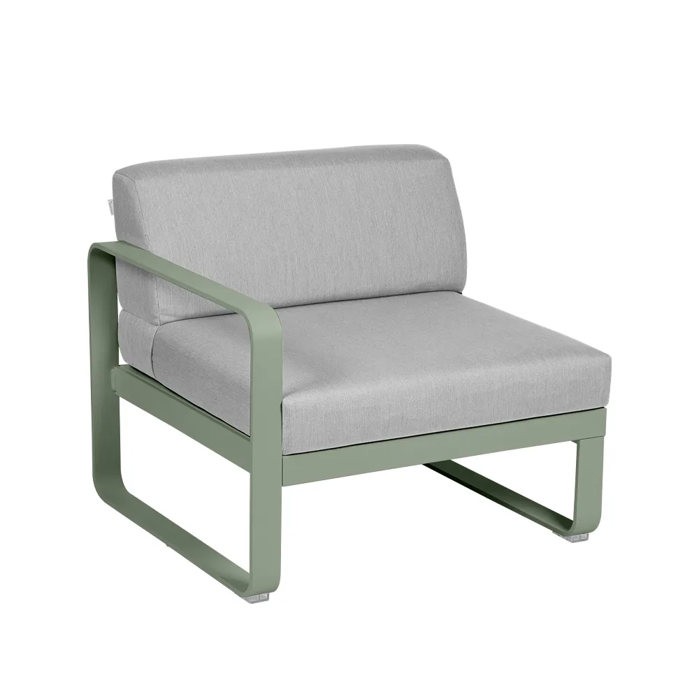 Bellevie Left modulsofa, Cactus (grønn), flannel grey pute, 1-seter Fermob