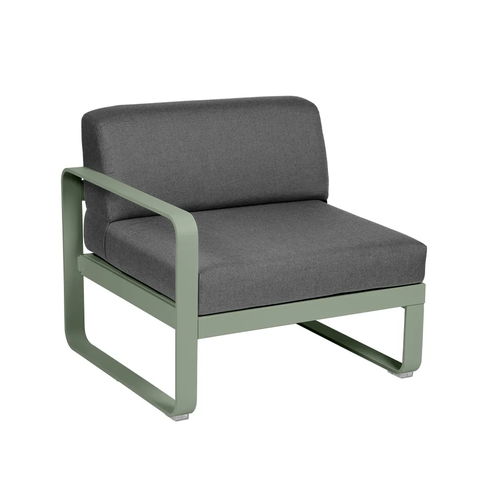 Bellevie Left modulsofa, Cactus (grønn), graphite grey pute, 1-seter Fermob