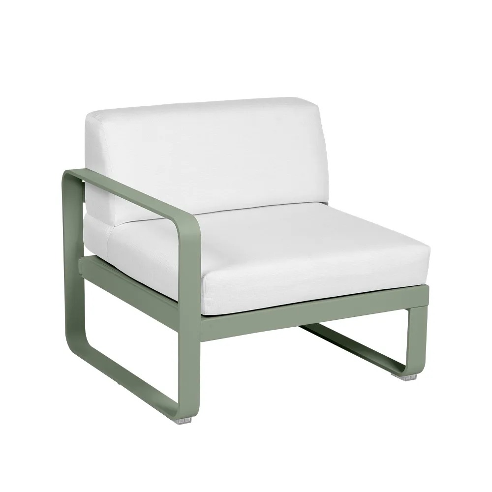 Bellevie Left modulsofa, Cactus (grønn), off-white pute, 1-sete Fermob
