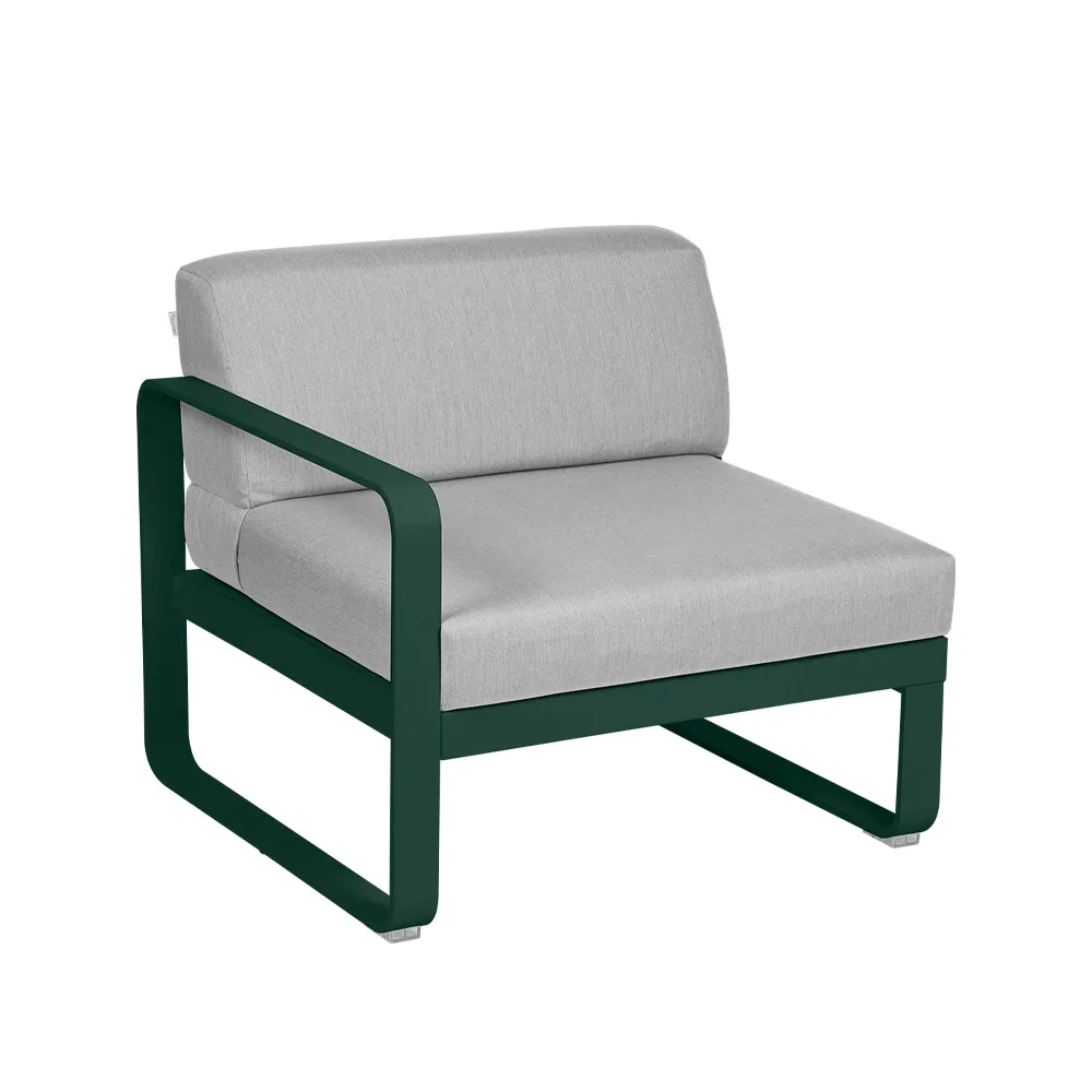 Bellevie Left modulsofa, Cedar green, flannel grey pute, 1-seter Fermob