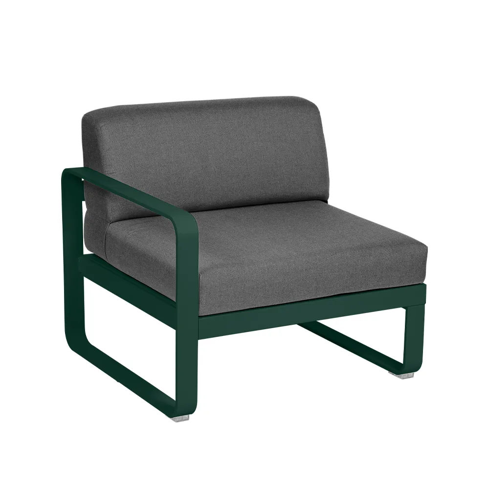 Bellevie Left modulsofa, Cedar green, graphite grey pute, 1-seter Fermob