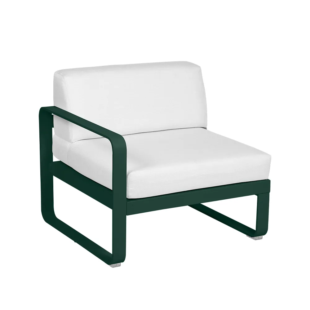 Bellevie Left modulsofa, Cedar green, off-white pute, 1-seter Fermob