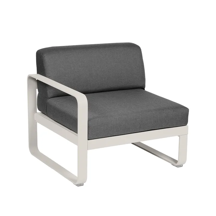 Bellevie Left modulsofa - Clay grey (grå), graphite grey pute, 1-seter - Fermob
