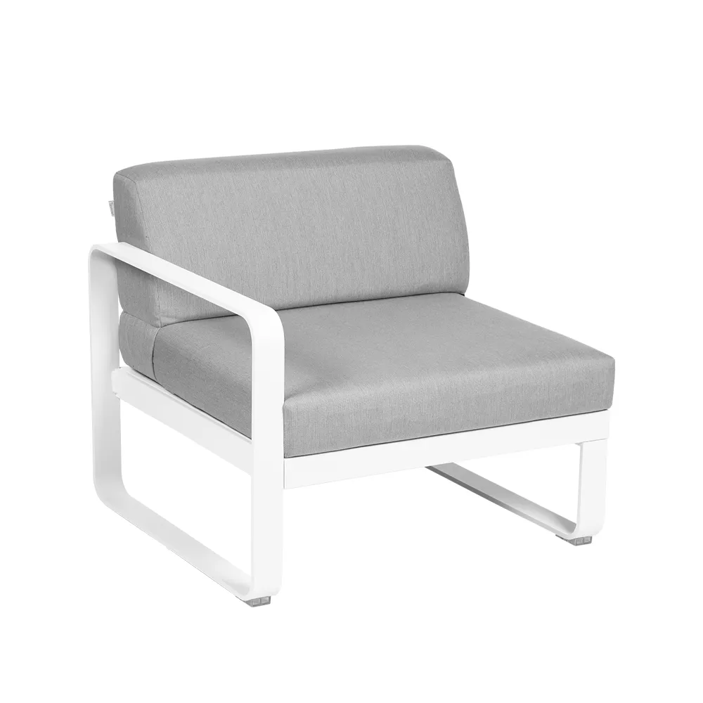 Bellevie Left modulsofa, Cotton white (hvit), flannel grey pute, 1-seter Fermob
