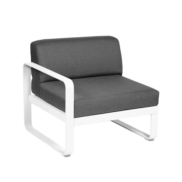Bellevie Left modulsofa - Cotton white (hvit), graphite grey pute, 1-sete - Fermob