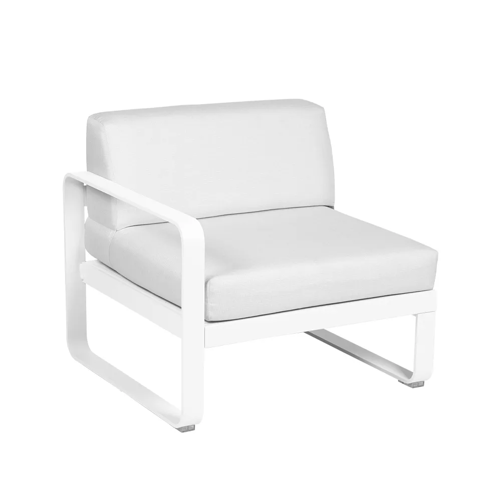 Bellevie Left modulsofa, Cotton white (hvit), off-white pute, 1-sete Fermob