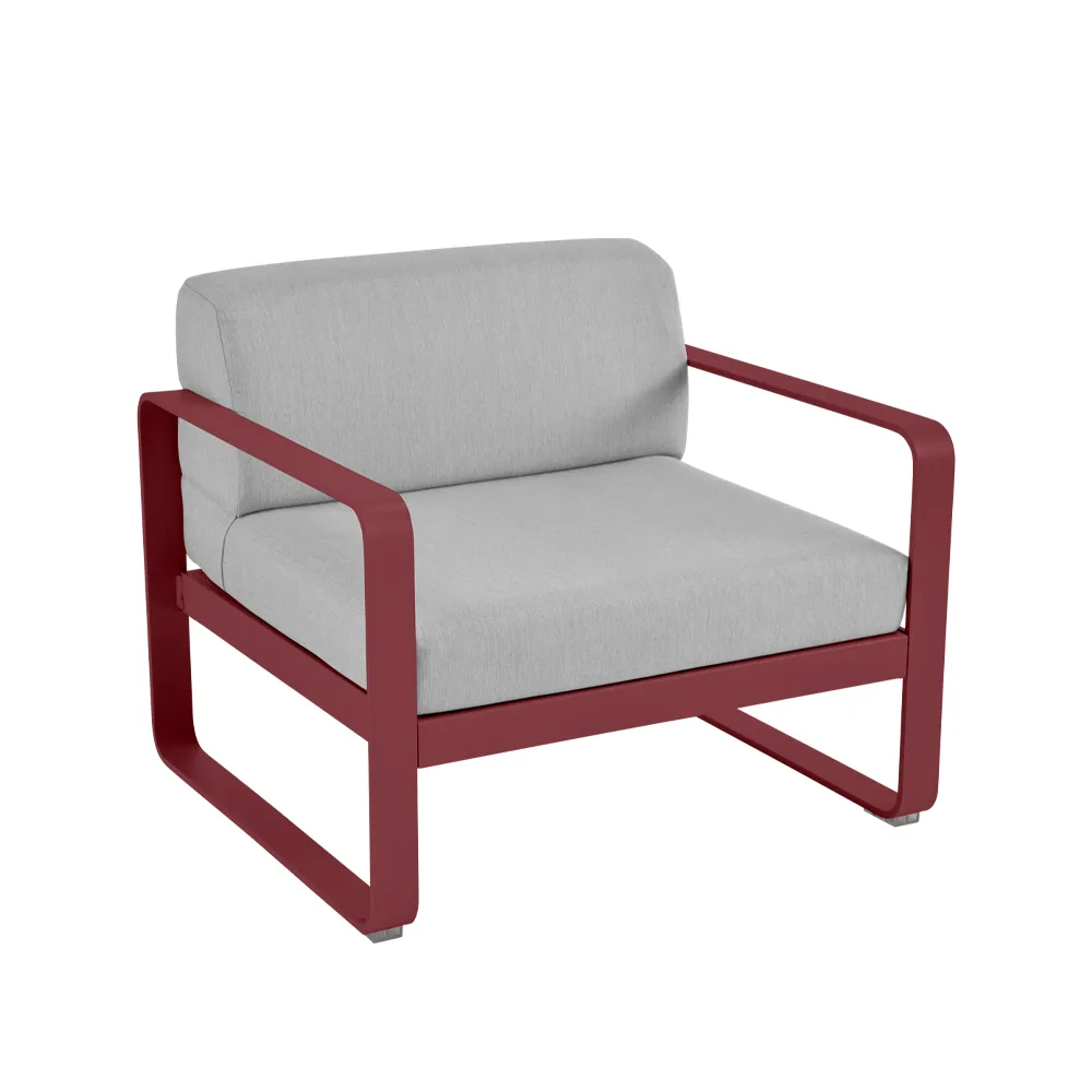 Bellevie lenestol, Chili (rød), flannel grey pute Fermob