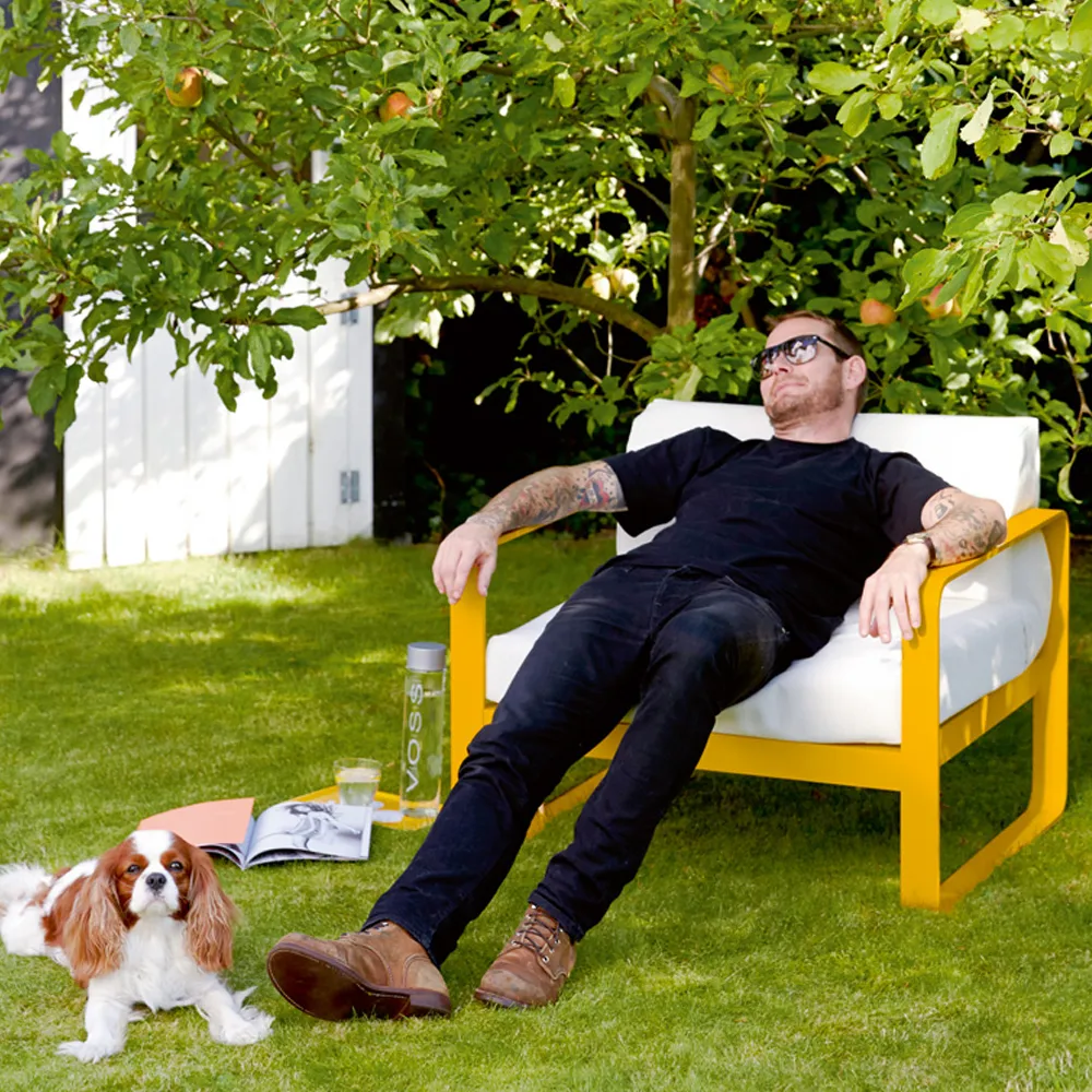 Bellevie lenestol, Frosted lemon, off-white pute Fermob