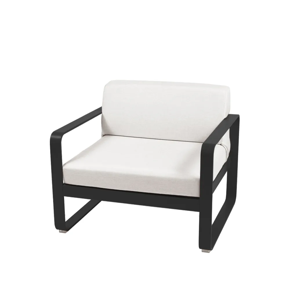 Bellevie lenestol, Liquorice (svart), off-white pute Fermob