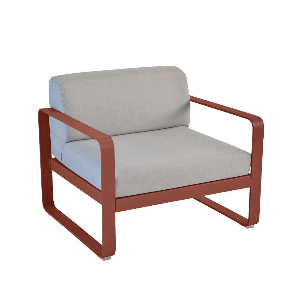 Bellevie lenestol, Red ochre (rød), flannel grey pute Fermob