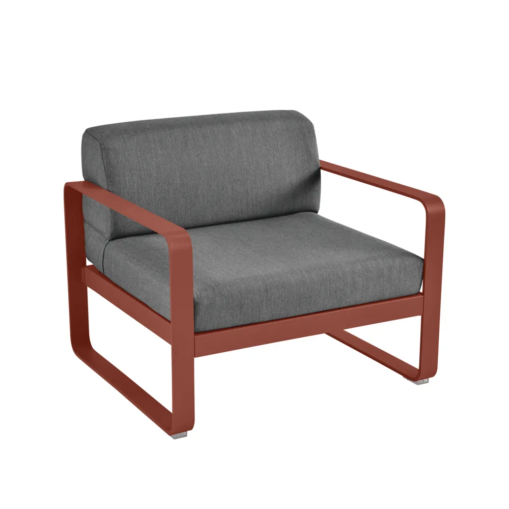 Bellevie lenestol, Red ochre (rød), graphite grey pute Fermob