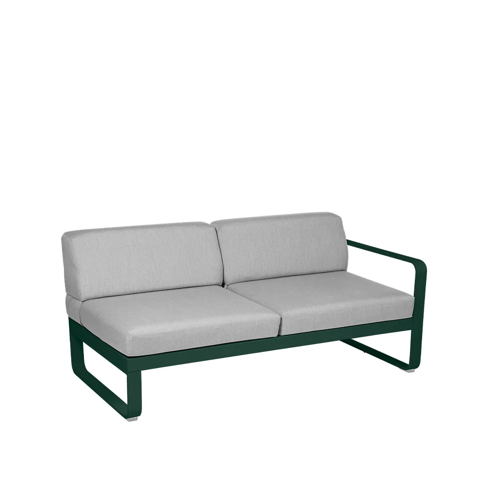 Bellevie Right modulsofa, 2-seters Cedar green (grønn), flannel grey pute Fermob