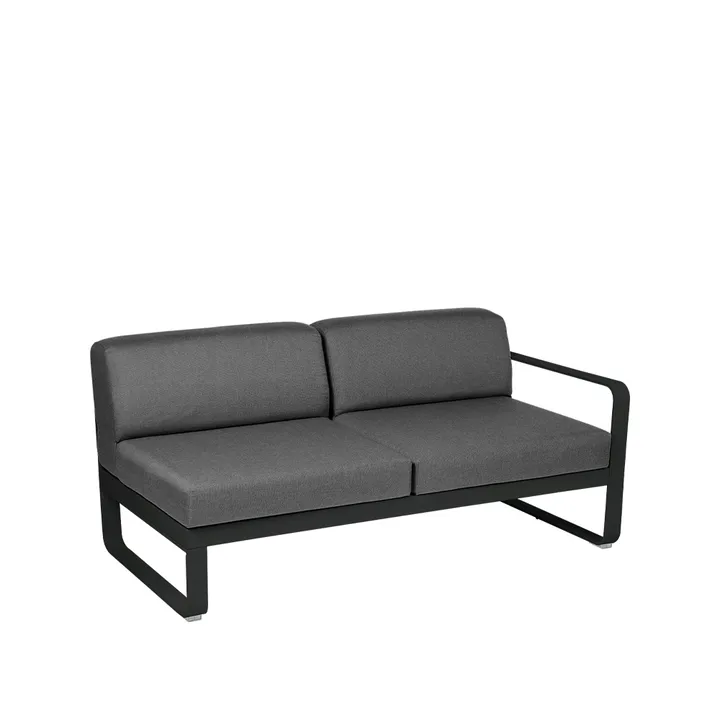 Bellevie Right modulsofa - 2-seters Liquorice (svart), graphite grey pute - Fermob