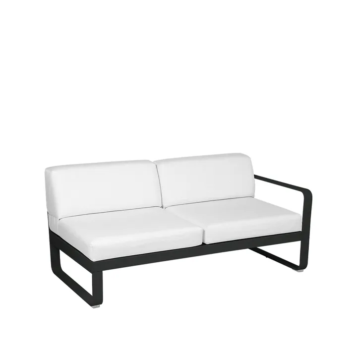 Bellevie Right modulsofa - 2-seters Liquorice (svart), off-white pute - Fermob