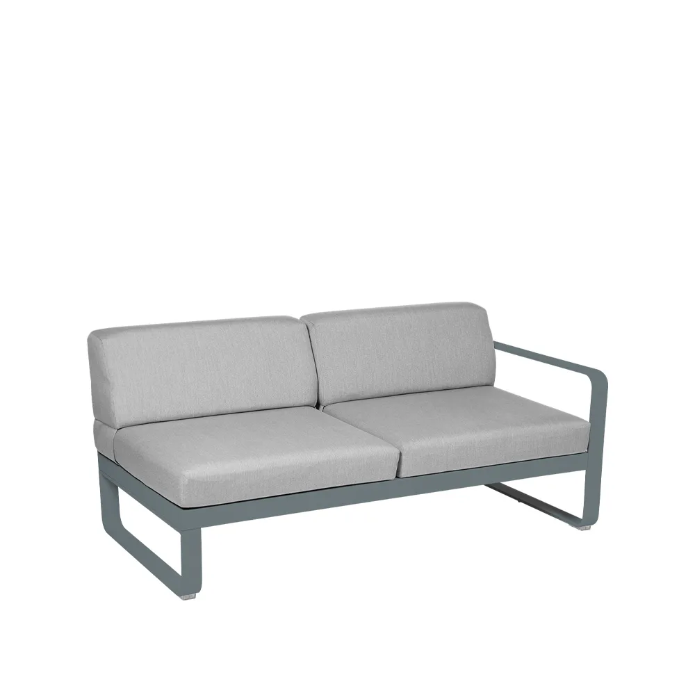 Bellevie Right modulsofa, 2-seters storm grey, flannel grey pute Fermob