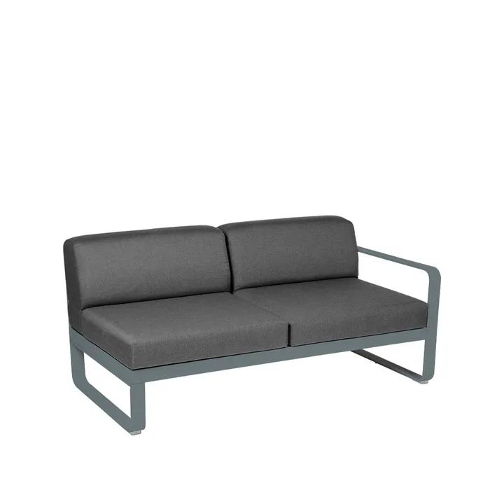 Bellevie Right modulsofa - 2-seters Storm grey (grå), graphite grey pute - Fermob