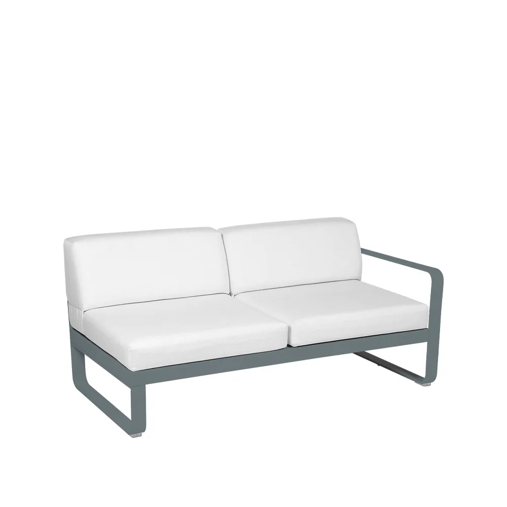 Bellevie Right modulsofa, 2-seters storm grey, off-white pute Fermob