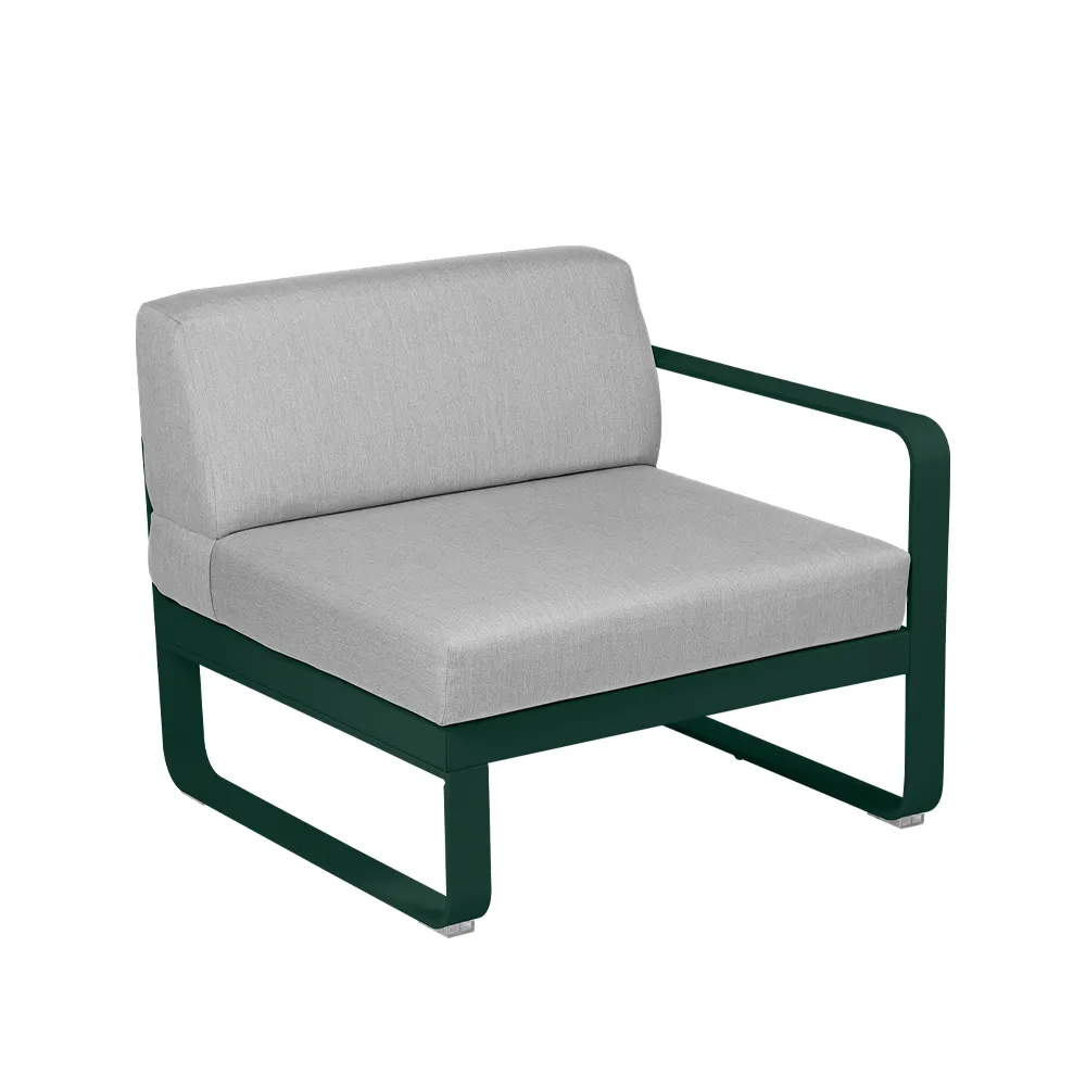Bellevie Right modulsofa, Cedar green, flannel grey pute, 1-seter Fermob