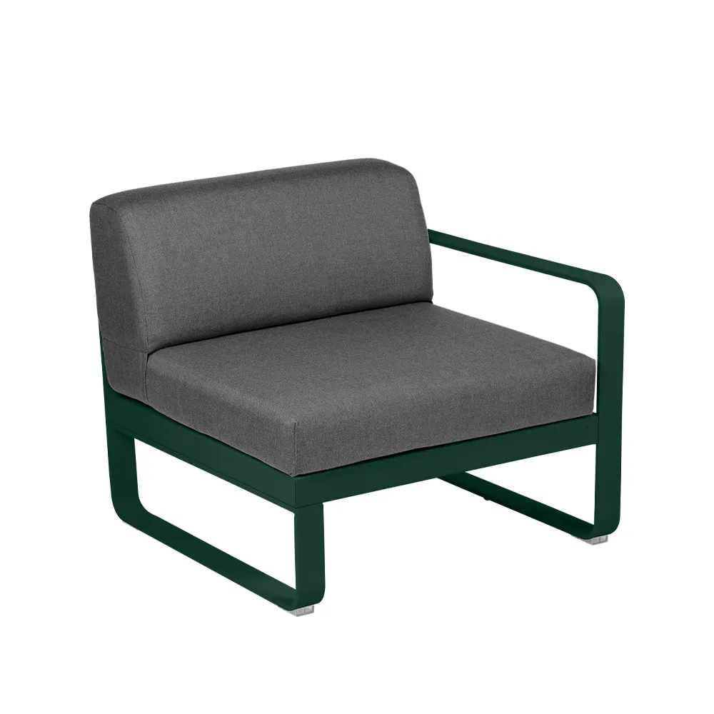 Bellevie Right modulsofa, Cedar green, graphite grey pute, 1-seter Fermob