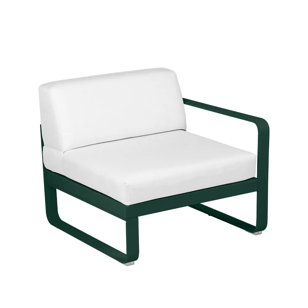 Bellevie Right modulsofa, Cedar green (grønn), off-white pute, 1-seter Fermob