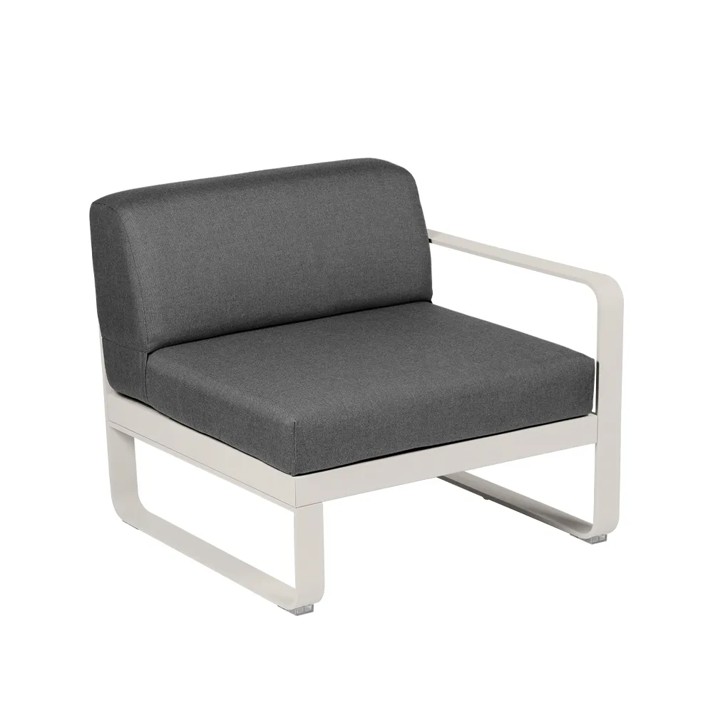 Bellevie Right modulsofa, Clay Grey, graphite grey pute, 1-seter Fermob