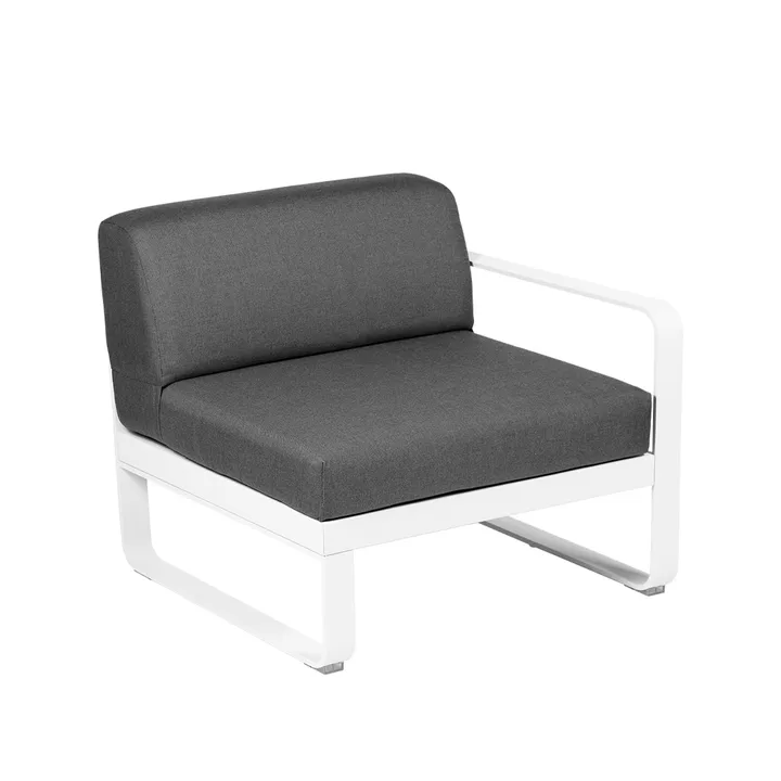 Bellevie Right modulsofa - Cotton white (hvit), graphite grey pute, 1-sete - Fermob