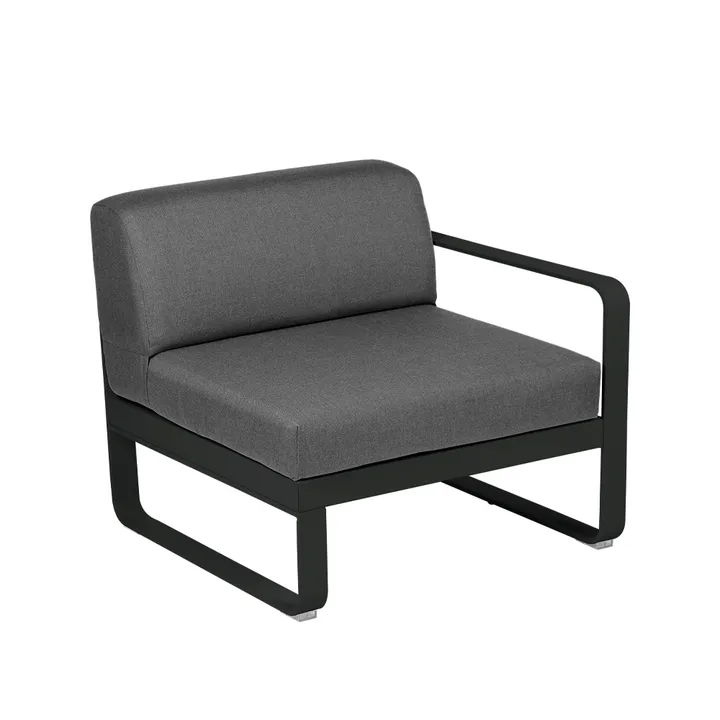 Bellevie Right modulsofa - Liquorice (svart), graphite grey pute, 1-seter - Fermob