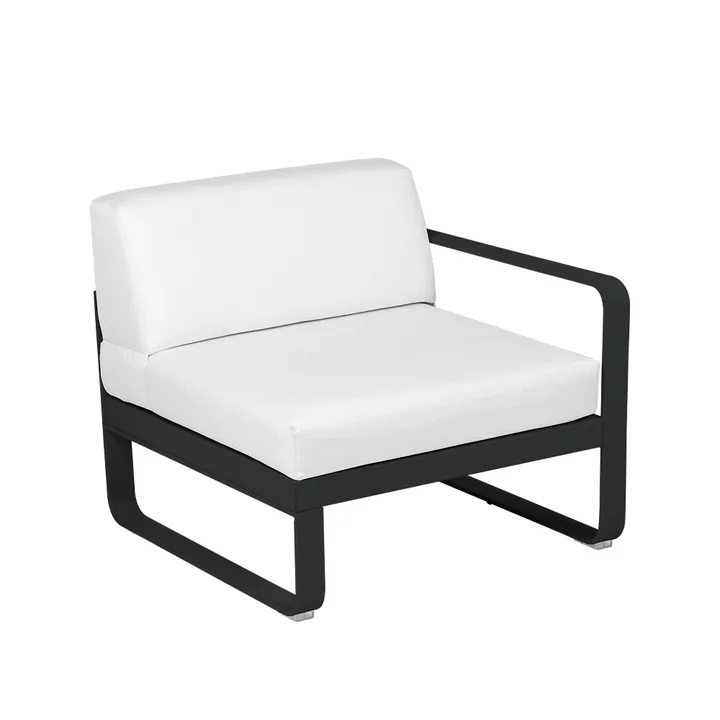 Bellevie Right modulsofa - Liquorice (svart), off-white pute, 1-sete - Fermob