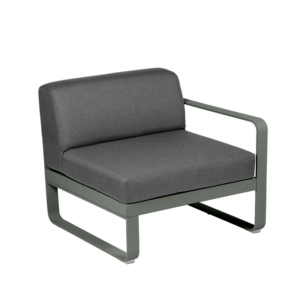 Bellevie Right modulsofa, Rosemary (grønn), graphite grey pute, 1-seter Fermob