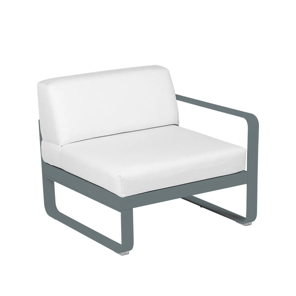 Bellevie Right modulsofa, Storm grey (grå), off-white pute, 1-seter Fermob