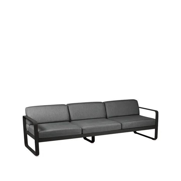 Bellevie sofa - 3-seters Liquorice (svart), graphite grey pute - Fermob