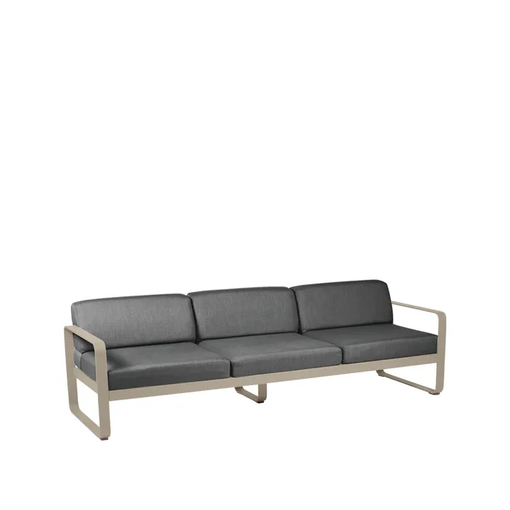 Bellevie sofa - 3-seters Nutmeg (beige), graphite grey pute - Fermob