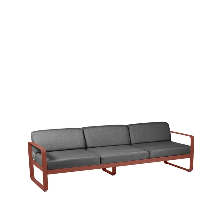 Bellevie sofa - 3-seters Red ochre (rød), graphite grey pute - Fermob