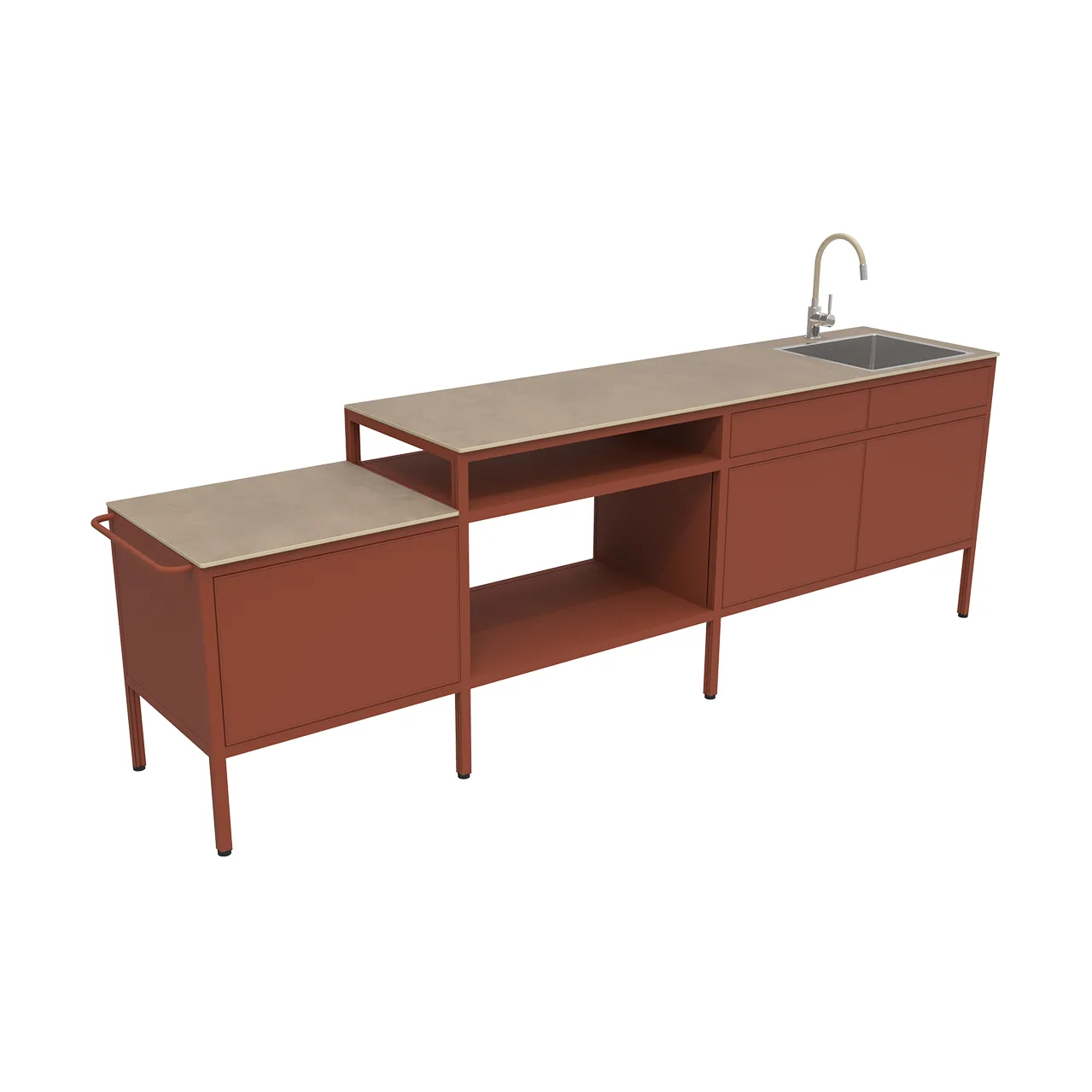 Goosto The Generous utekjøkken med vask, Red ochre Fermob