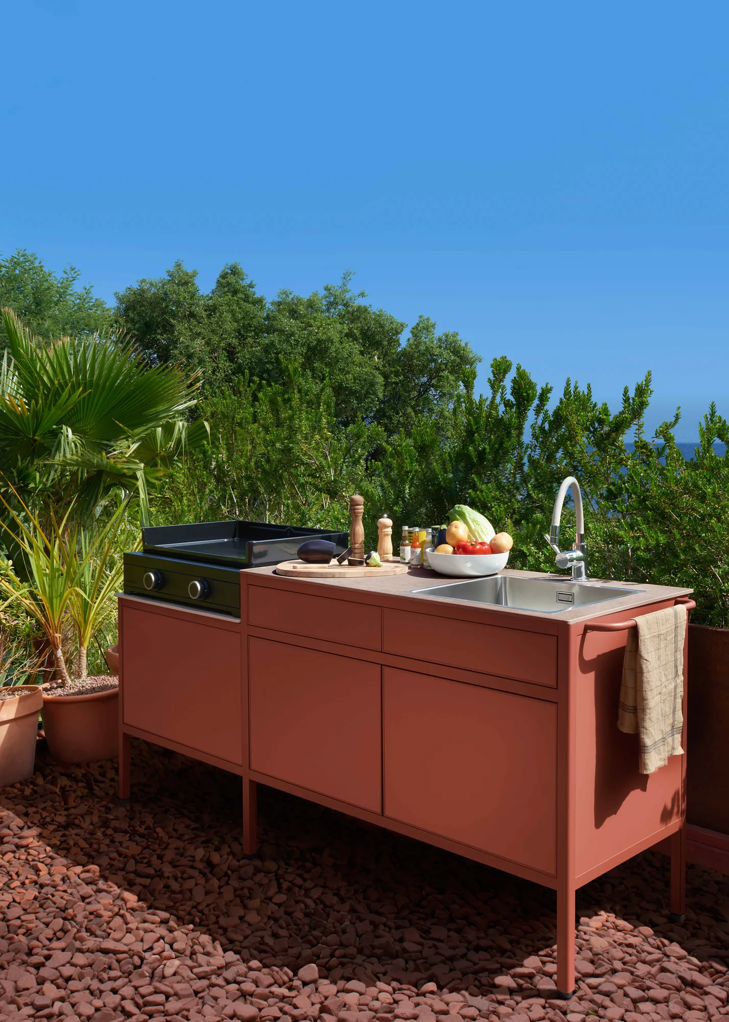 Goosto The Gourmet utekjøkken med vask, Red ochre Fermob