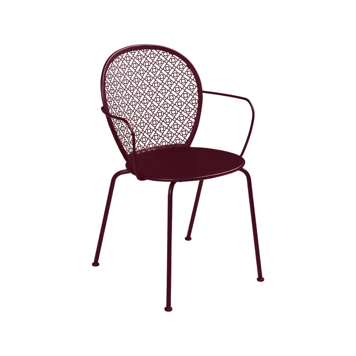 Lorette stol med armlener - Black cherry (vinrød) - Fermob
