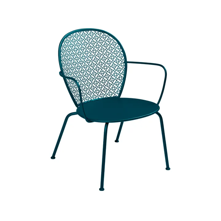 Lorette stol med armlener, lav - Acapulco blue (blå) - Fermob