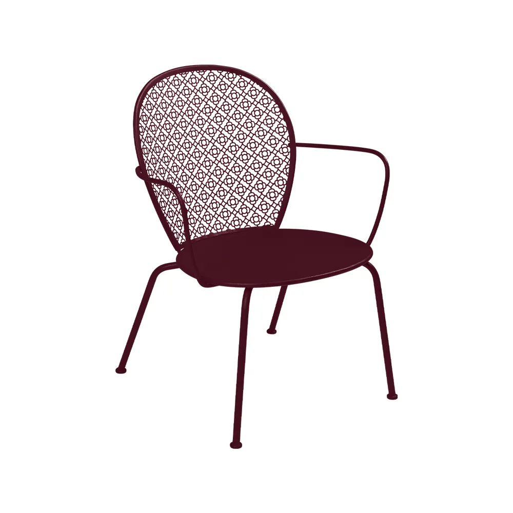Lorette stol med armlener, lav, Black cherry (vinrød) Fermob