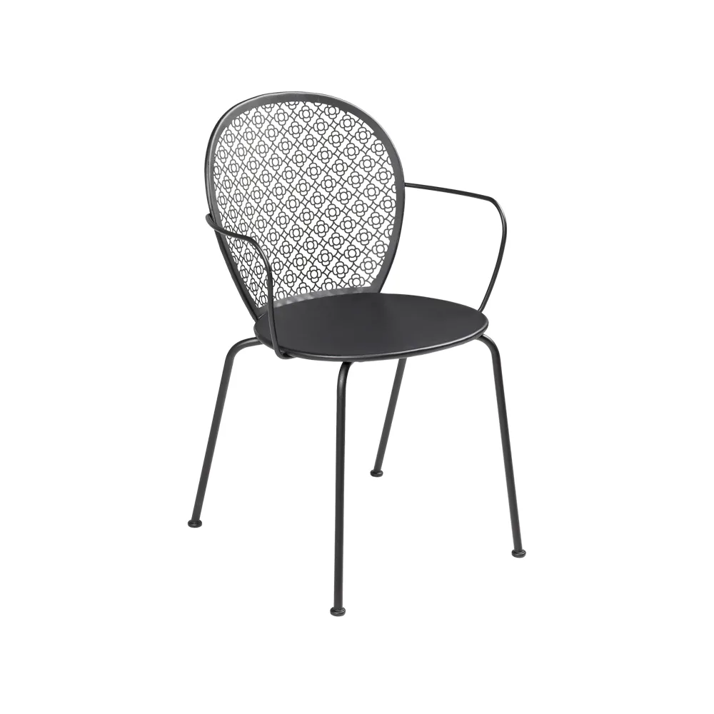 Lorette stol med armlener, Liquorice (svart) Fermob