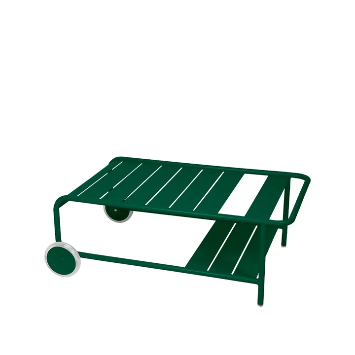 Luxembourg bord, lavt - Cedar green, med hjul - Fermob