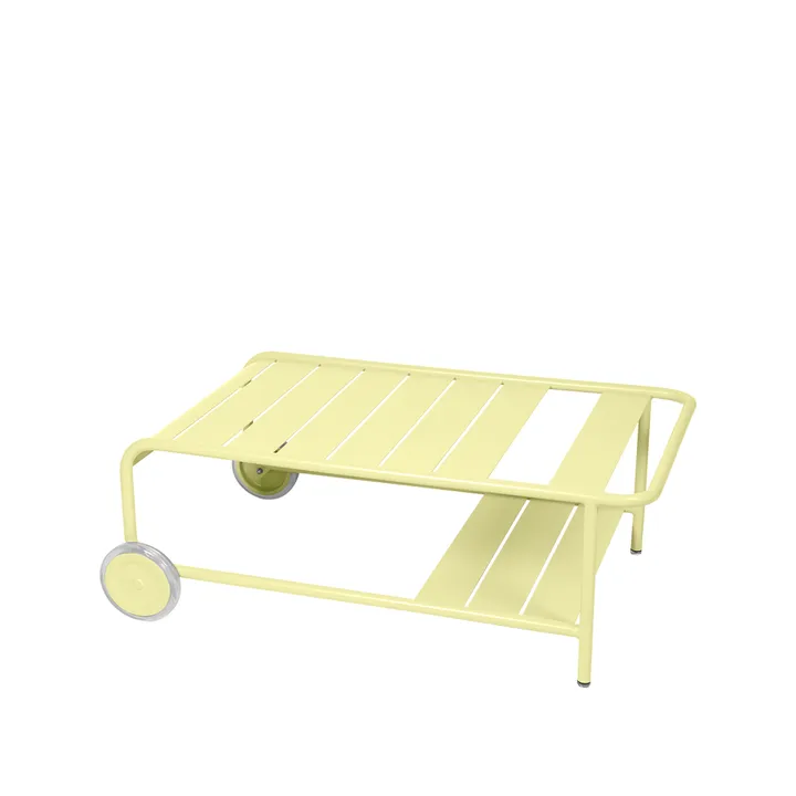 Luxembourg bord, lavt - Frosted lemon, med hjul - Fermob
